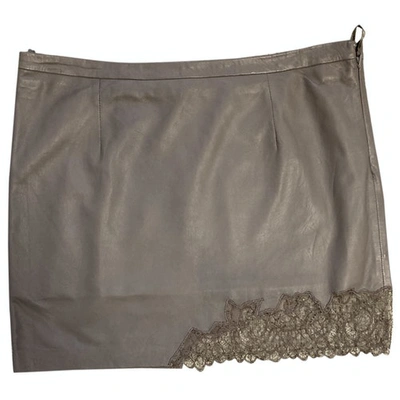 Pre-owned Patrizia Pepe Leather Mini Skirt In Grey