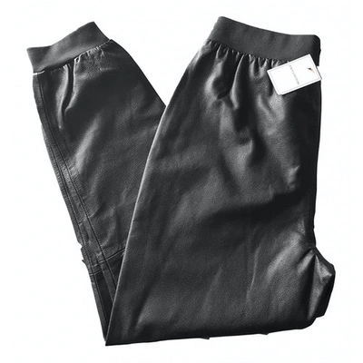 Pre-owned Juicy Couture Leather Straight Pants In Black