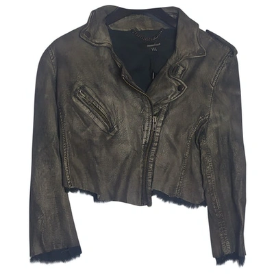 Pre-owned Muubaa Leather Jacket In Grey