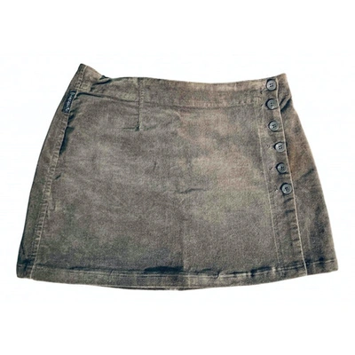 Pre-owned Armani Jeans Velvet Mini Skirt In Khaki