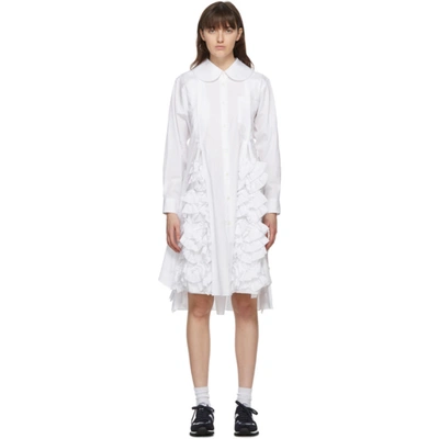Comme Des Garçons Comme Des Garçons White Ruffle Shirt Dress In 2 White