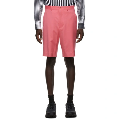 Comme Des Garçons Homme Deux Pink Wool Gabardine Shorts In 2 Dark Pink