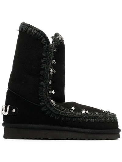 Mou Star Stud Snow Boots In Black