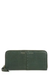 Frame Les Second Embossed Continental Wallet In Forest Lizard