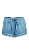 Flora Nikrooz Solid Charmeuse Shorts With Lace In Blue