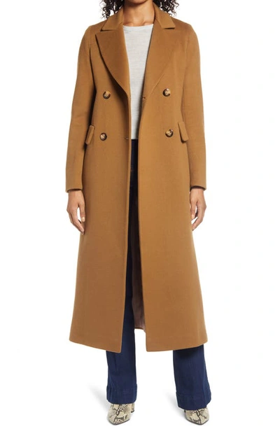Fleurette Double Breasted Wool Coat In Vicuna
