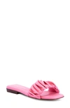 Santoni Allonge Ruched Leather Slide Sandals In Pink