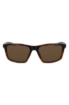 Nike Valient 60mm Square Sunglasses In Tortoise/ Dark Brown