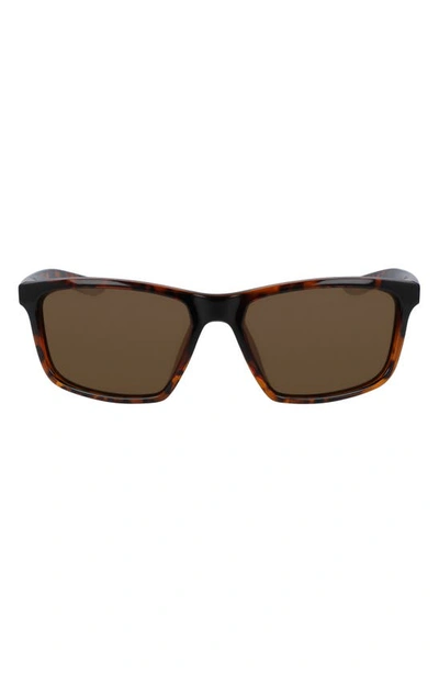 Nike Valient 60mm Square Sunglasses In Tortoise/ Dark Brown