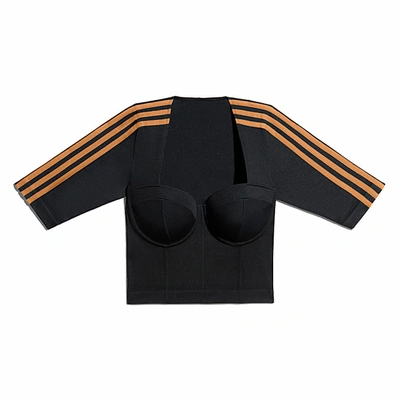 Pre-owned Adidas Originals  Ivy Park Circular Knit Crop Top Black