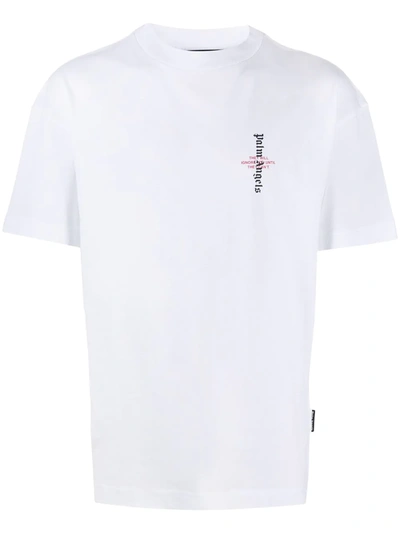Palm Angels Chest Logo Print T-shirt In White/black