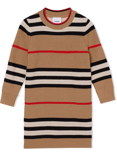 Burberry Kids' Icon Stripe Jumper Dress In Archive Beige