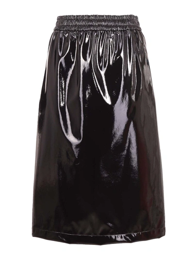 Moncler Faux Leather Skirt In Black