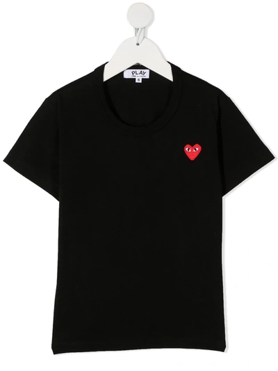 Comme Des Garçons Play Kids' Heart-patch T-shirt In Black