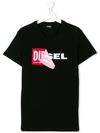 Diesel Teen Peeled Logo Print T-shirt In Black