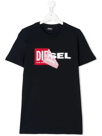 Diesel Teen Graphic Print T-shirt In Blue