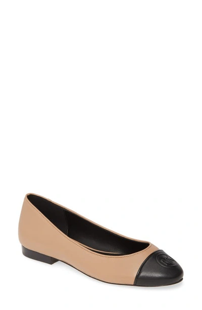 Michael Michael Kors Dylyn Ballet Flat In Toffee/ Black Nappa Leather