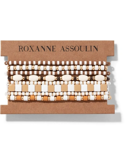 Roxanne Assoulin Colour Therapy Set Of Eight Enamel And Gold-tone Bracelets In White