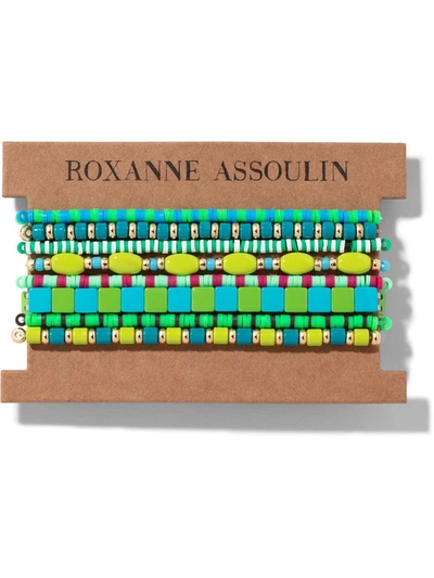 Roxanne Assoulin Colour Therapy Set Of Eight Enamel And Gold-tone Bracelets In Green