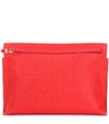 Loewe Large Logo-embossed Leather Zip Pouch In Primary Red