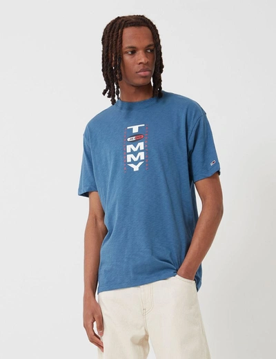 Tommy Hilfiger Tommy Jeans Vertical Back Logo T-shirt (oversized Fit) In Blue