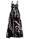 Isa Arfen Tribal-print Cotton-blend Bustier Dress In Black White