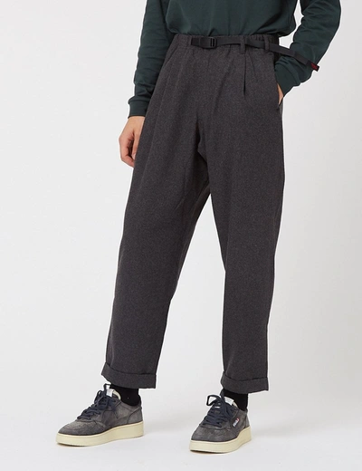Gramicci Wool Blend Tuck Tapered Pants In Grey