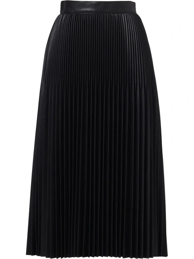 Jason Wu Pleated Faux Leather Midi Skirt In Black