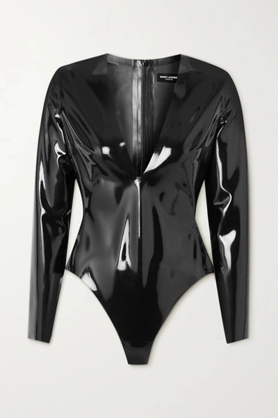 Saint Laurent Latex Bodysuit + Latex Care Cleaning Kit 3 X 30ml Bottles (vividress, Vivishine, Viviclean) In Black