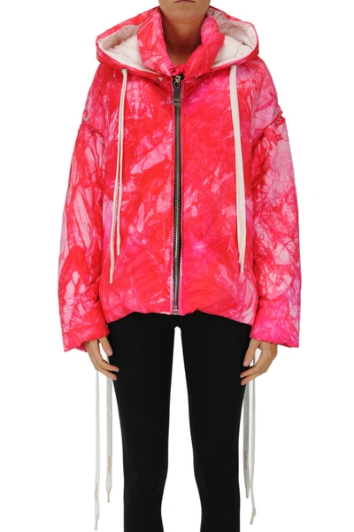 Khrisjoy Convertible Quilted Tie-dyed Shell Hooded Down Jacket In Fuxia