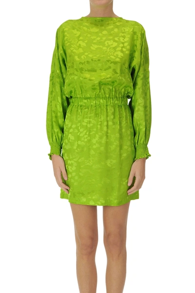 8pm Animal Print Satin Mini Dress In Light Green