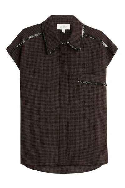 Isa Arfen Printed Wool Shirt With Sequins In Brown