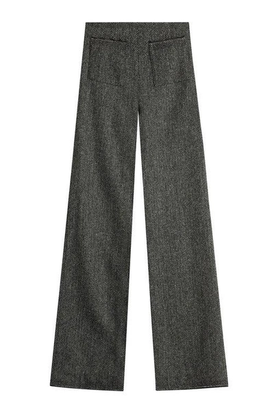 Isa Arfen Wide Leg Wool Pants In Grey