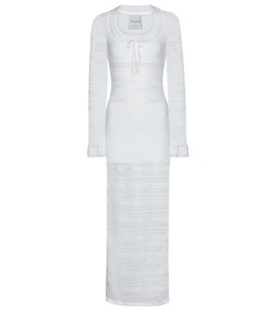 Alaïa Edition 1993 Knit Midi Dress In Blanc