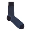 Falke Fine Shadow Ribbed Cotton-blend Socks In Navy