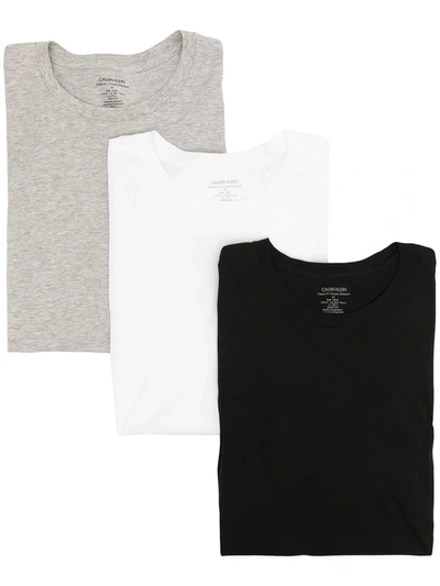 Calvin Klein Round Neck Short-sleeved T-shirt Set Of 3 In Grey
