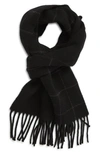 Polo Ralph Lauren Reversible Windowpane Wool Blend Scarf In Black1
