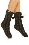 Ugg ® Pom Metallic Fleece Lined Crew Socks In Black Metallic