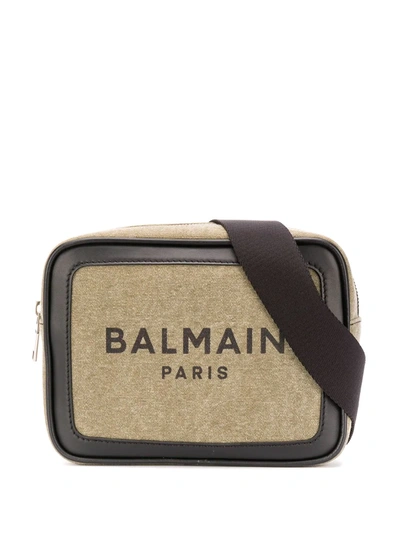 Balmain Khaki Canvas B-army 20 Belt Bag In Ubk Kaki/bl