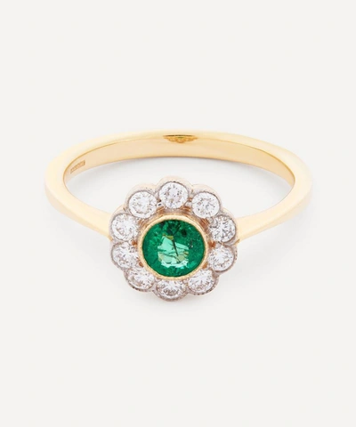 Kojis 18ct Gold Emerald And Diamond Flower Cluster Ring