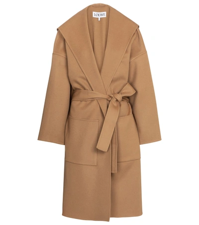 Loewe Belted Wool And Cashmere Coat In Brown