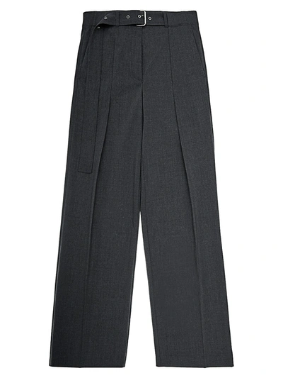 Helmut Lang Women's Folded Chunky Buckle Wool-blend Pants In Light Grey Melange