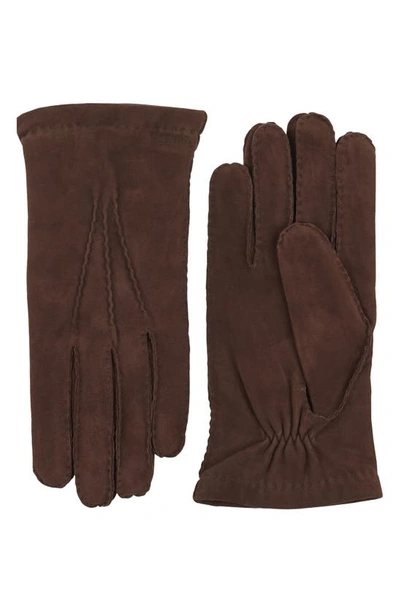 Hestra 'arthur' Suede Gloves In Marron