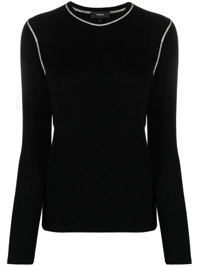 Theory Women's Exposed Seam Cashmere Sweater In Black