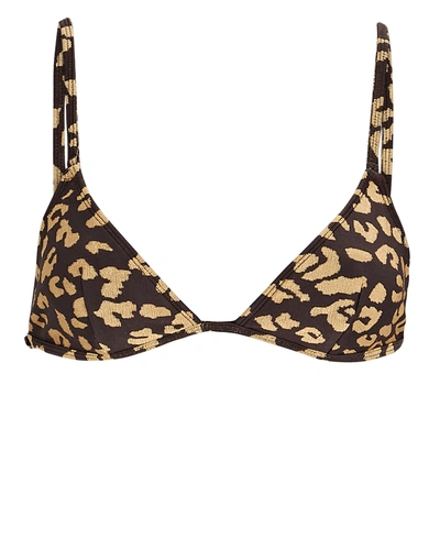Solid & Striped Lulu Leopard Bikini Top In Brown/gold