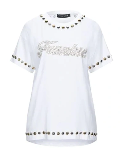 Frankie Morello Studded Front Logo  Tops & T-shirt In White