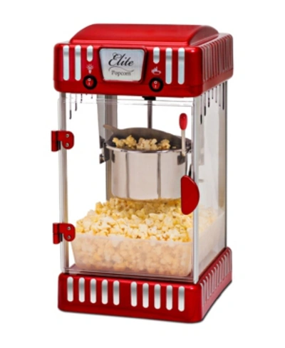 Elite By Maxi-matic 2.5oz Tabletop Popcorn Kettle Maker, Retro Carnival, Keep Warm Light In Red