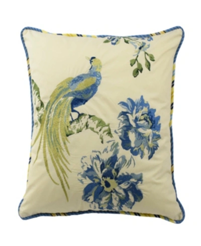Waverly Floral Engagement 18-inch Embroidered Decorative Pillow In Porcelain