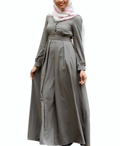 Urban Modesty Women's Lattice Maxi Dress In Gray