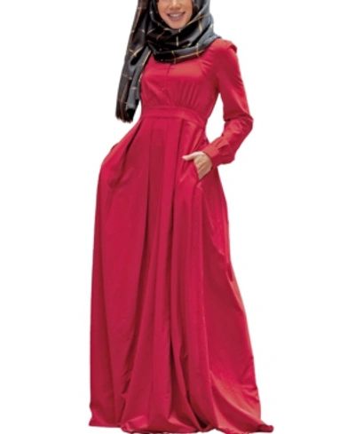 Urban Modesty Women's Lattice Maxi Dress In Open Red